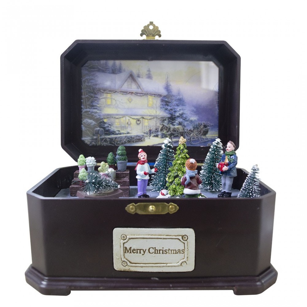 361009 Caja navideña carrusel movimiento luces...