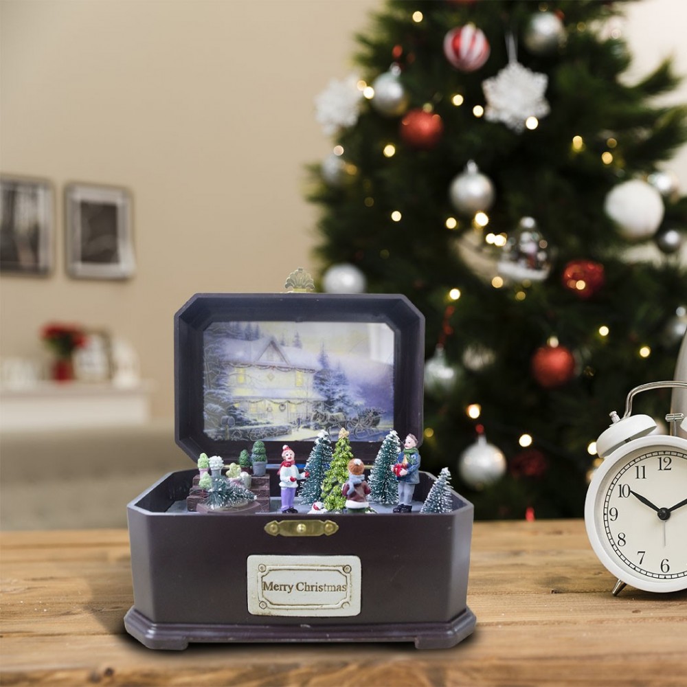 361009 Caja navideña carrusel movimiento luces...