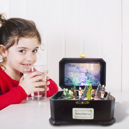 361009 Caja navideña carrusel movimiento luces y música 23x14x14 cm Navidad