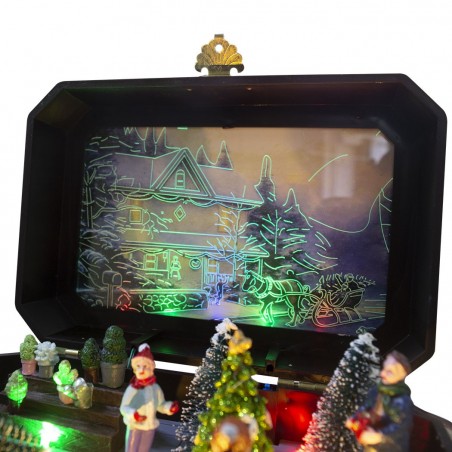 361009 Caja navideña carrusel movimiento luces y música 23x14x14 cm Navidad