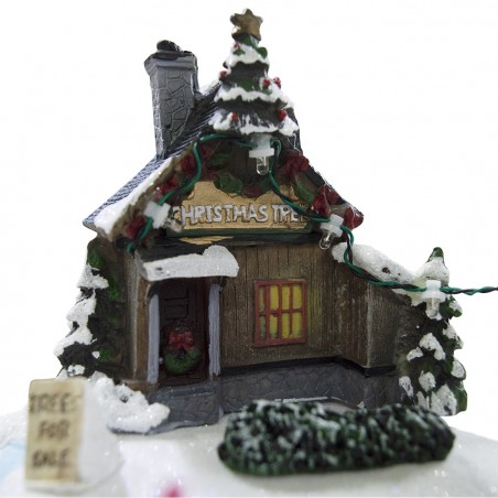 361003 Decoración pueblo navideño ÁRBOLES movimiento luces y música 28x18x18 cm