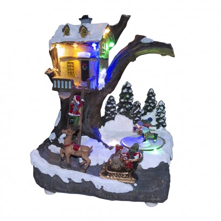 361008 Decoración pueblo navideño CASA con luces, movimiento y música 19x16x22cm