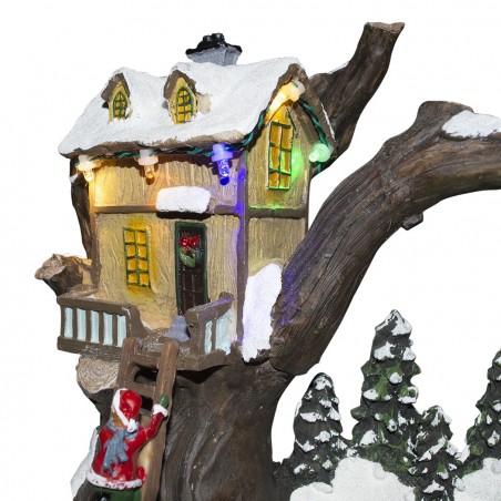 361008 Decoración pueblo navideño CASA con luces, movimiento y música 19x16x22cm