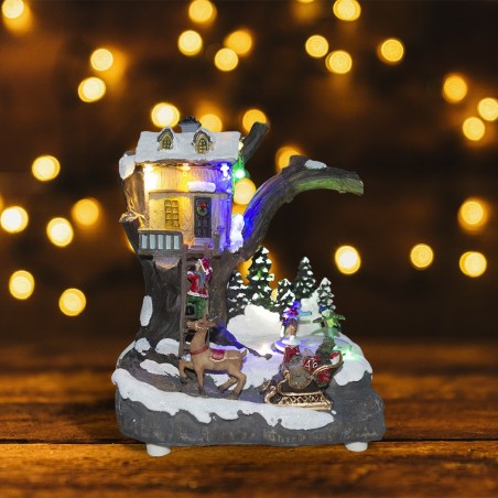 361008 Decoración pueblo navideño CASA con luces, movimiento y música 19x16x22cm