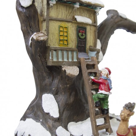 361008 Decoración pueblo navideño CASA con luces, movimiento y música 19x16x22cm