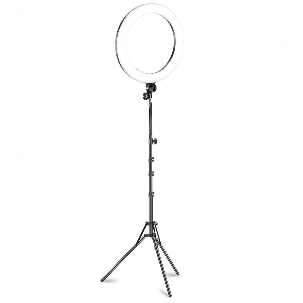 187141 Lámpara anillo de luz LED de 30 cm, faro selfie con trípode potenciómetro