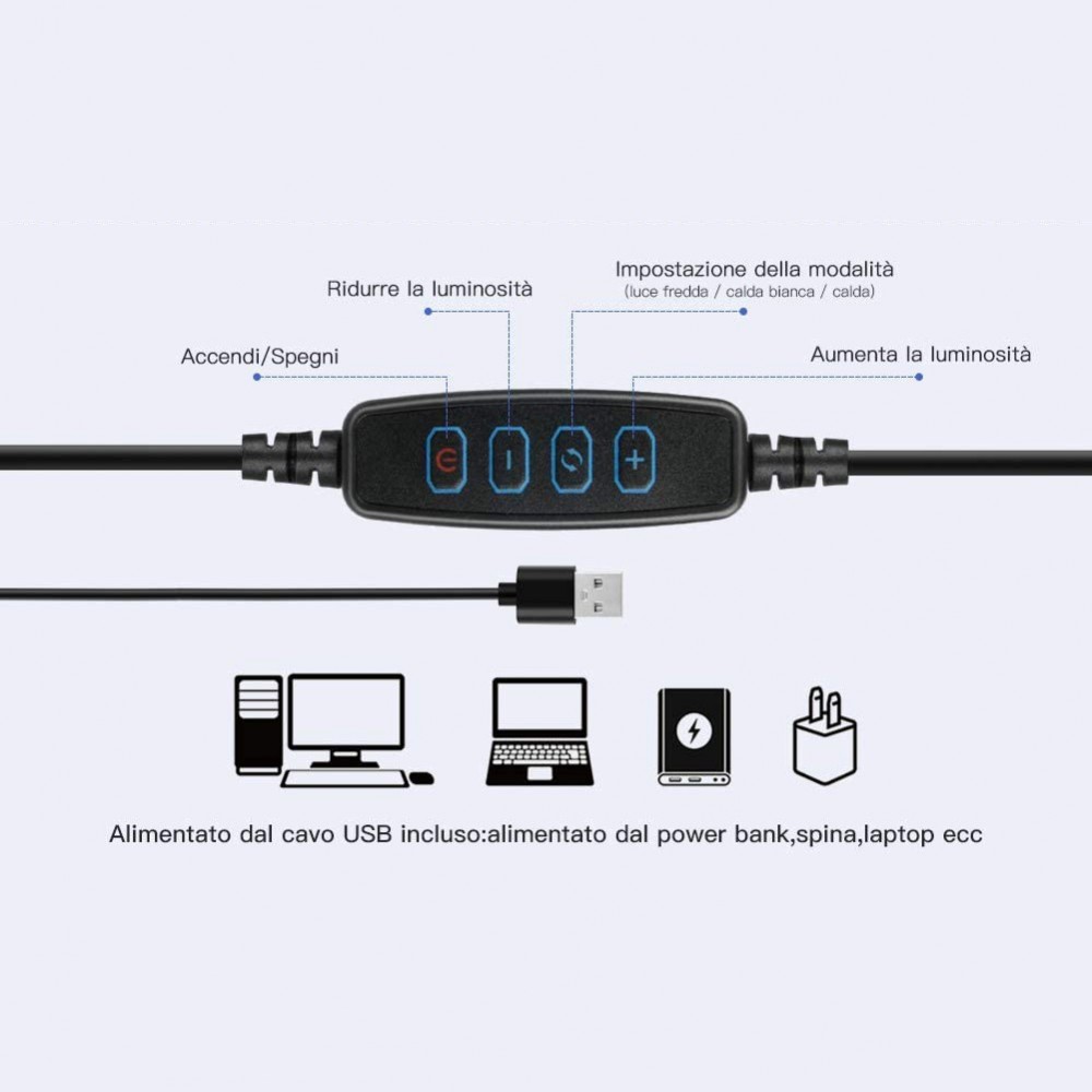 187141 Lámpara anillo de luz LED de 30 cm, faro...