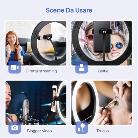 87134 Lámpara anillo de luz LED de 26 cm con intensidad de color múltiple