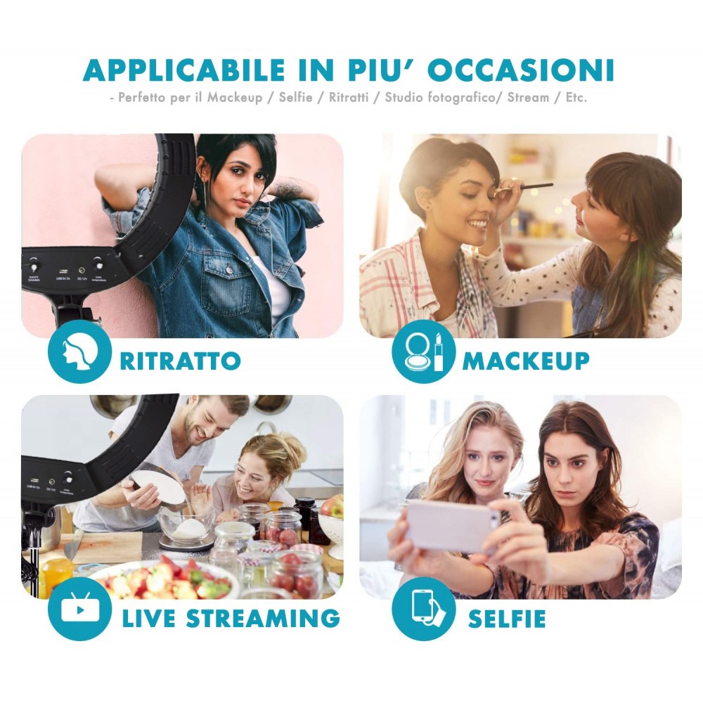 187165 Lámpara anillo de luz LED de 45cm con...