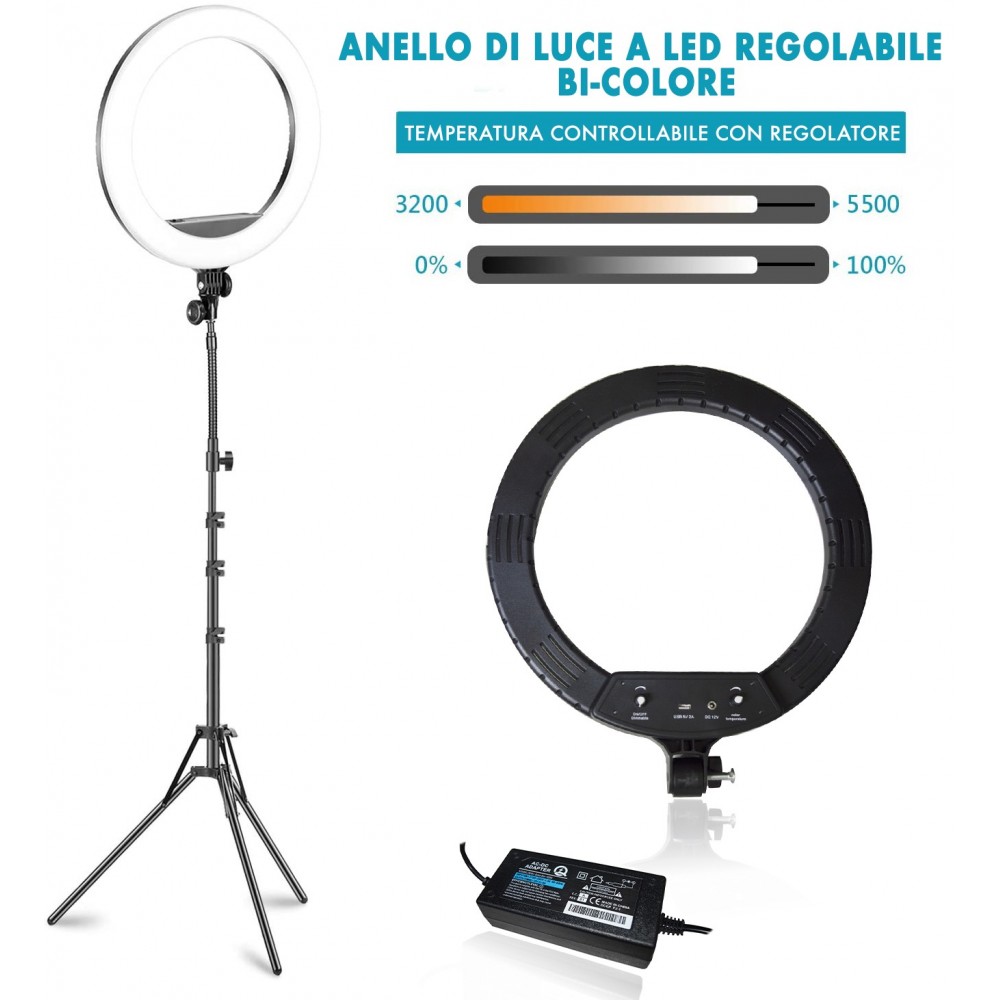 187165 Lámpara anillo de luz LED de 45cm con...