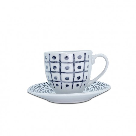 270044 Juego de 6 tazas de café con platillo mod. TRIS en porcelana blanca