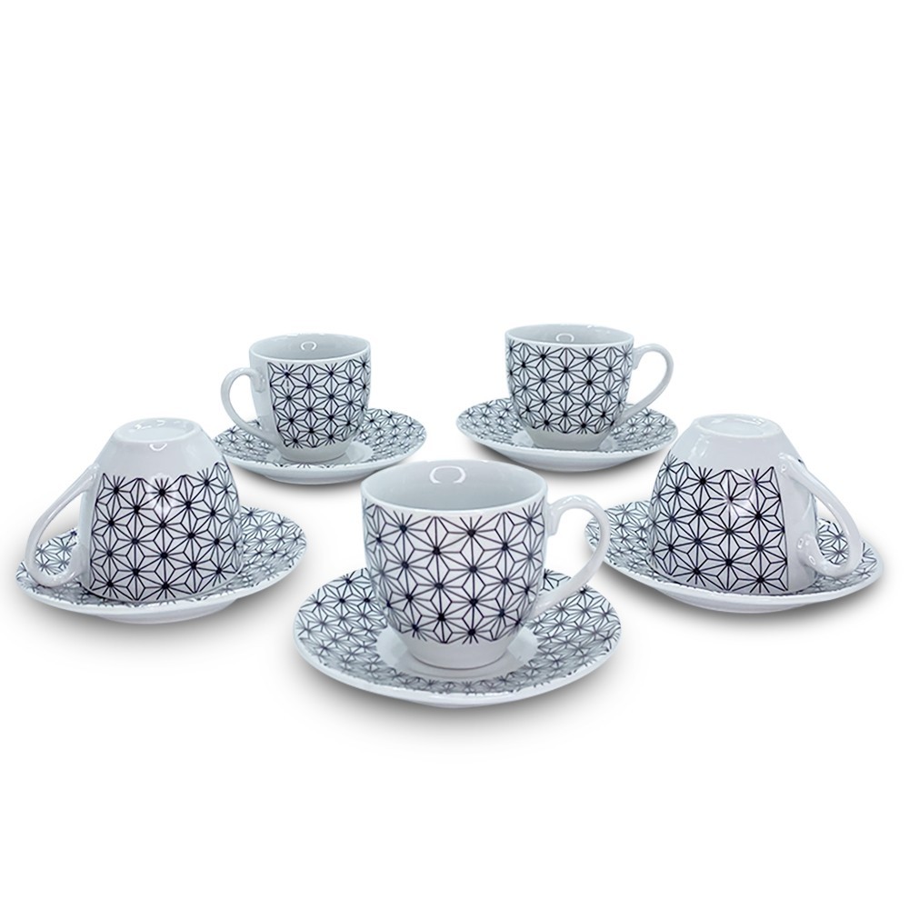 270052 Juego de 6 tazas de café con platillo  mod. ASTRO en porcelana blanca