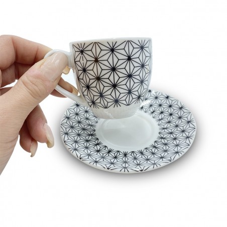 270052 Juego de 6 tazas de café con platillo  mod. ASTRO en porcelana blanca