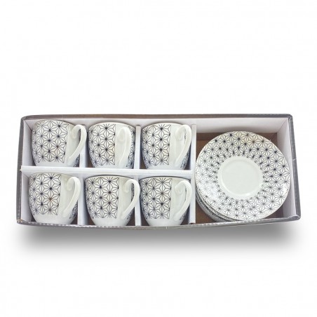 270052 Juego de 6 tazas de café con platillo  mod. ASTRO en porcelana blanca