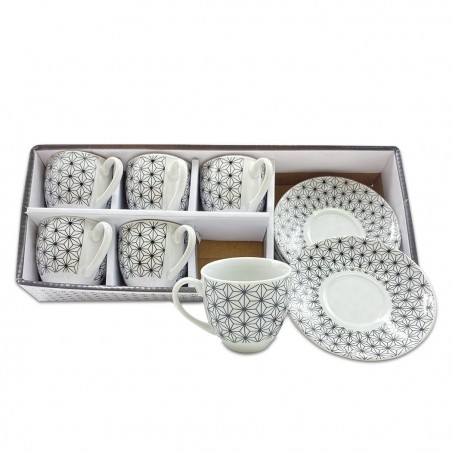 270052 Juego de 6 tazas de café con platillo  mod. ASTRO en porcelana blanca