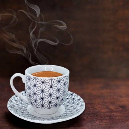 270052 Juego de 6 tazas de café con platillo  mod. ASTRO en porcelana blanca