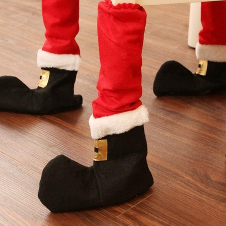 6145015 Juego de 4 fundas navideñas para los pies de las sillas de Papá Noel