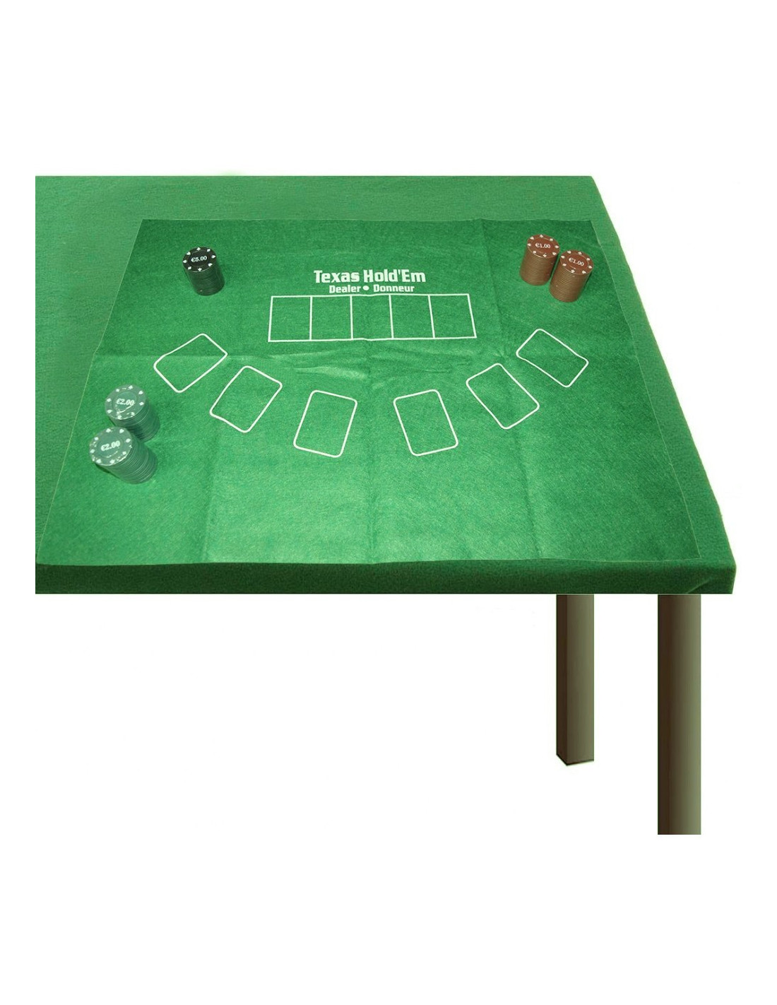 Tapete de jogo Texas Hold'em, 120 x 60 em neoprene verde