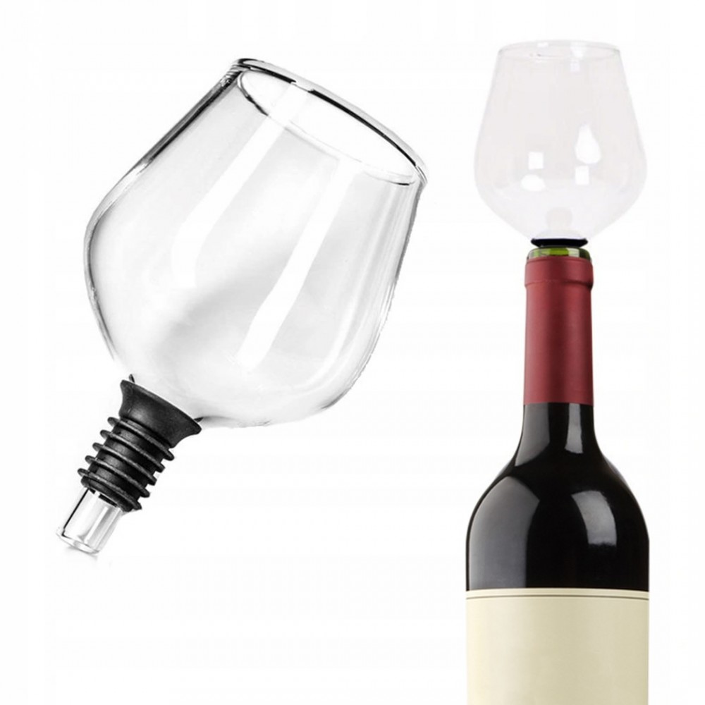 794979 Soporte forma copa de vidrio para botella de vino con junta de silicona