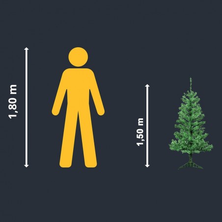 245005 Árbol de Navidad 150H cm con 200 ramas plegables en PVC abeto artificial