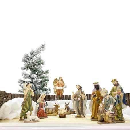 277948 Pesebre navideño con 7 personajes de resina - Decoración navideña