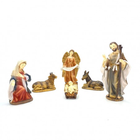 277948 Pesebre navideño con 7 personajes de resina - Decoración navideña
