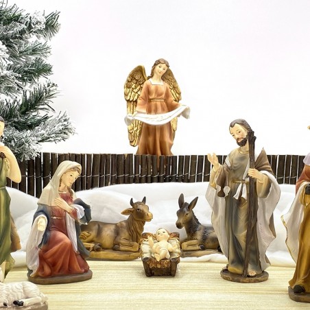 277948 Pesebre navideño con 7 personajes de resina - Decoración navideña