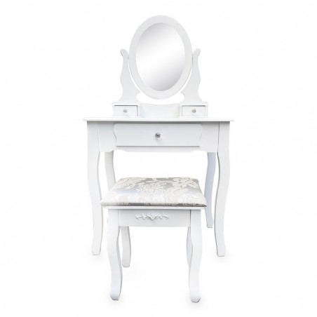 398004 Tocador con taburete y espejo mueble tocador para maquillaje 3 cajones