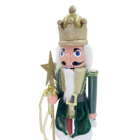 392002 Soldado cascanueces 60h cm con cetro decoración navideña VERDE