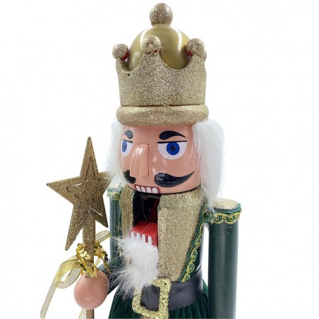 392002 Soldado cascanueces 60h cm con cetro decoración navideña VERDE