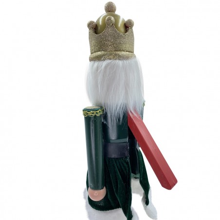392002 Soldado cascanueces 60h cm con cetro decoración navideña VERDE