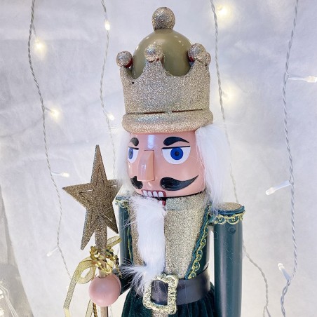 392002 Soldado cascanueces 60h cm con cetro decoración navideña VERDE