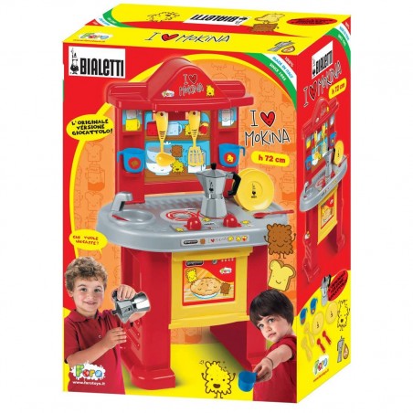 415474 Cocina de juguete I love Mokina 72h cm Moka Bialetti Rojo y Amarillo