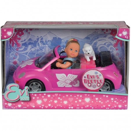 515393 Evi's Beetle coche Evi rosa con perrito SIMBA coche de juguete para niñas
