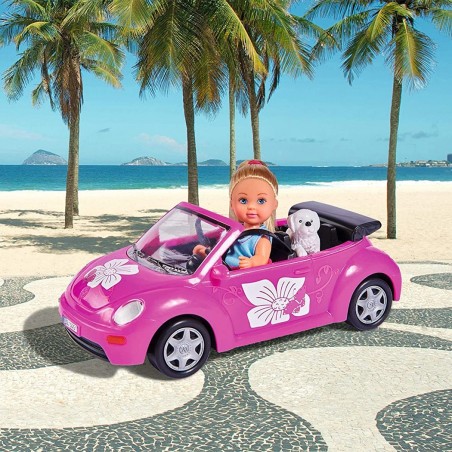 515393 Evi's Beetle coche Evi rosa con perrito SIMBA coche de juguete para niñas