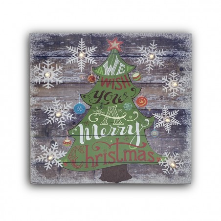 782312 Cuadro Árbol de Navidad CLASSIC con luces 35x35x4 cm Adornos navideños