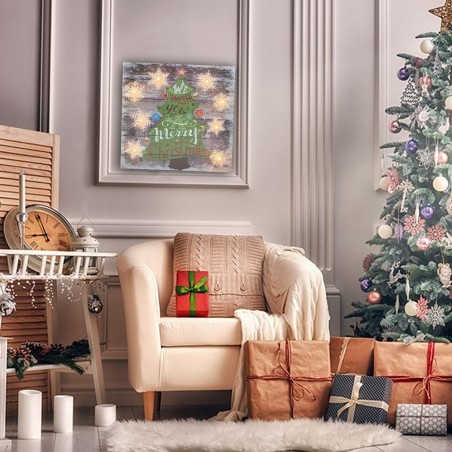 782312 Cuadro Árbol de Navidad CLASSIC con luces 35x35x4 cm Adornos navideños
