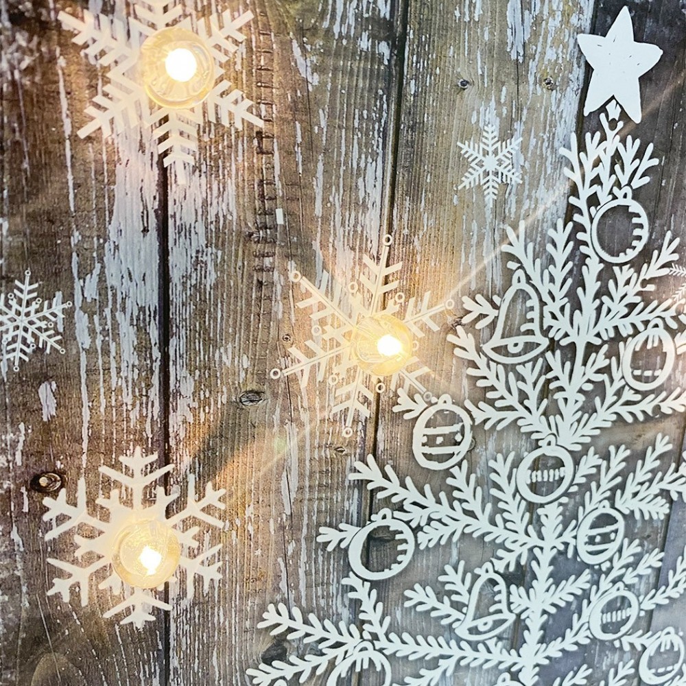 782312 Cuadro navideño ÁRBOL BLANCO con luces...