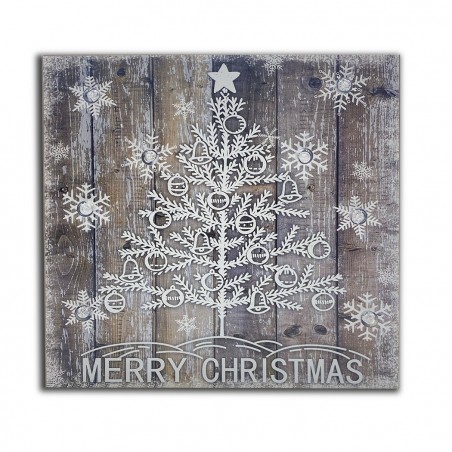 782312 Cuadro navideño ÁRBOL BLANCO con luces 35x35x4 cm Adornos navideños