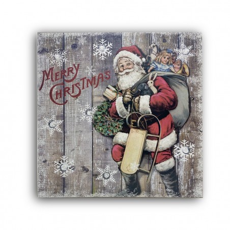 782312 Cuadro de Navidad Papá Noel con luces 35x35x4 cm decoracion navideña