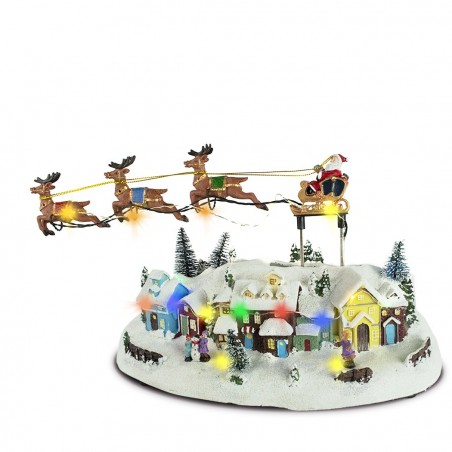 997426 Carrusel navideño con luces, música navideña y movimiento de Papá Noel