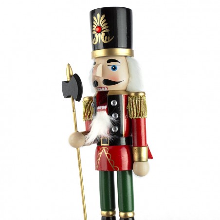6107089 Soldado cascanuces de madera 36 Cm con decoraciones y hacha