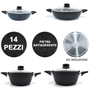 103665 Batería DGBAVARIA 14 pz sartenes y cazuelas NEGRO... 2