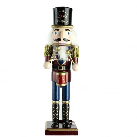 6107089 Soldado cascanuces de madera 36 Cm con decoraciones y tambor
