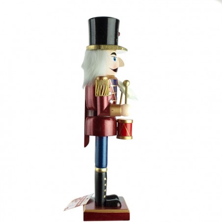 6107089 Soldado cascanuces de madera 36 Cm con decoraciones y tambor