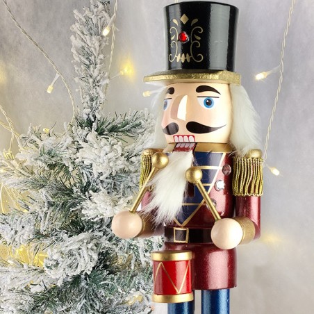 6107089 Soldado cascanuces de madera 36 Cm con decoraciones y tambor