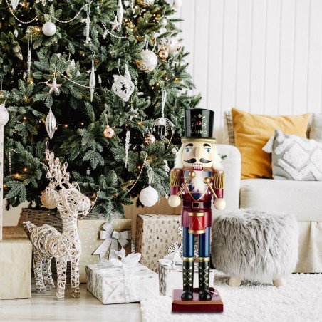 6107089 Soldado cascanuces de madera 36 Cm con decoraciones y tambor