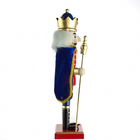 6107140 Soldado cascanuces de madera Azul 36 cm con capa y cetro