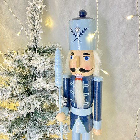 6107113 Soldado cascanuces de madera color Azul 55 cm con adornos