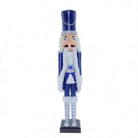 6107113 Soldado cascanuces de madera azul y plateado 55 cm con decoraciones